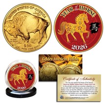2026 Lunar New YEAR OF HORSE 24K Gold Clad $50 American Buffalo Tribute ... - $12.95