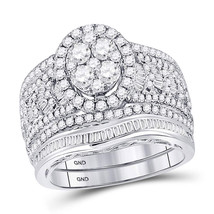 14kt White Gold Round Diamond Oval Bridal Wedding Ring Band Set 2.00 Ctw - £2,091.64 GBP