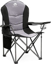 Outdoor Heavy Duty Folding Camp Arm Chair With Cooler Bag, Head And Side - £62.43 GBP