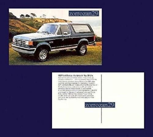 1987 FORD BRONCO VINTAGE FACTORY COLOR POSTAL - EXCELENTE ORIGINAL - ¡EE... - $7.48