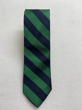 Lands End Silk Neck Tie Blue Green Repp Stripe - £18.24 GBP