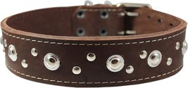 Thick Genuine Leather Studded Dog Collar 2 Wide Brown Sized To Fit 19-22 N - $35.99