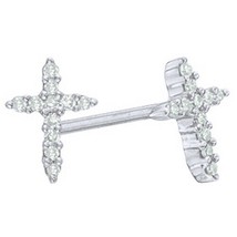 0.10CT Round Moissanite Small Cross Stud Earrings 14K White Gold Plated Silver - $56.09