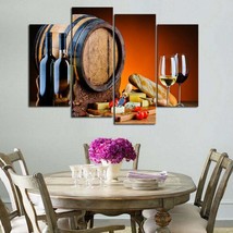 Multi Panel Wine Barrel &amp; Cheese Canvas 5 Piece Vineyard Bottle Picture ... - $529.59 MXN+