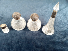 Rare Collection of Exquisite English Cut Glass and Sterling Perfume Bottles - £130.51 GBP