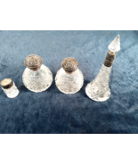 Rare Collection of Exquisite English Cut Glass and Sterling Perfume Bottles - £128.41 GBP