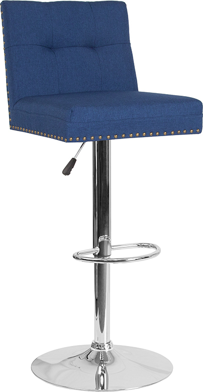 Blue Fabric Barstool DS-8411-BLU-F-GG