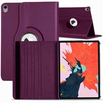 Leather Flip Rotating Portfolio Stand Case PURPLE for iPad Pro 12.9&quot; 2018 - £8.27 GBP