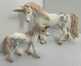 Schleich Unicorn White Horse Glitter Mane and Tail Floral Sparkle &amp; Foal... - £11.76 GBP
