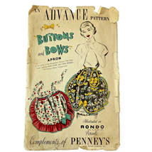 1950s Vintage Advance Sewing Pattern Misses Button and Bows Apron Complete - £7.06 GBP