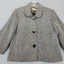 Notations Women Jacket Size S Gray Charcoal Crop Preppy 3/4 Sleeves Butt... - £9.96 GBP