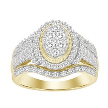 1.0cttw Diamond Oval Cluster Ring Baguette 10k Yellow Gold Size 7 - $1,232.55