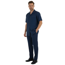 Men 2pc Walking Leisure Suit Short Sleeves By DREAMS Fancy 265-31 Sailor Blue image 6