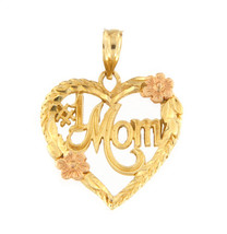 #1 mom Women&#39;s Charm 14kt Yellow and Rose Gold 314874 - £69.74 GBP