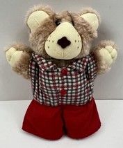 Vintage CPK Furskins Mini Stuffed Teddy Bear Plush Red Plaid Shirt/Shorts 6.5&quot; - £6.25 GBP