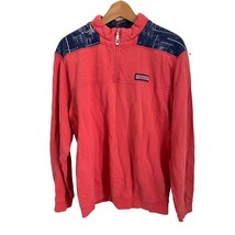 Vineyard Vines 1/4 Zip Sweatshirt Pullover Pink Salmon Color Blue Map Si... - $19.79