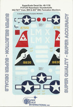 1/48 SuperScale Decals P-47D P-47C Razorback Bomber Formation Monitors 48-1138 - £11.84 GBP