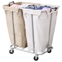 Laundry Cart With Wheels 280L Large Laundry Sorter 2 Section For Commerc... - $169.99