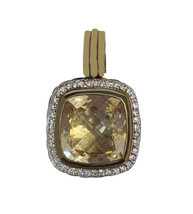 DAVID YURMAN Silver &amp; Gold Citrine Diamond 20mm Albion Enhancer Pendant - £959.48 GBP