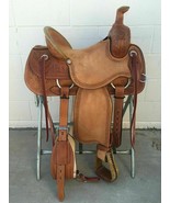 Western Rough Out Leather Hand Carved Barrel Racing Saddle With Set  - $527.21 CAD+