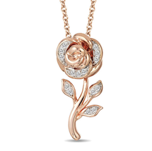 Enchanted Disney Belle Pendant, Rose Pendant, Diamond Rose 925 Silver Pendant - £134.25 GBP
