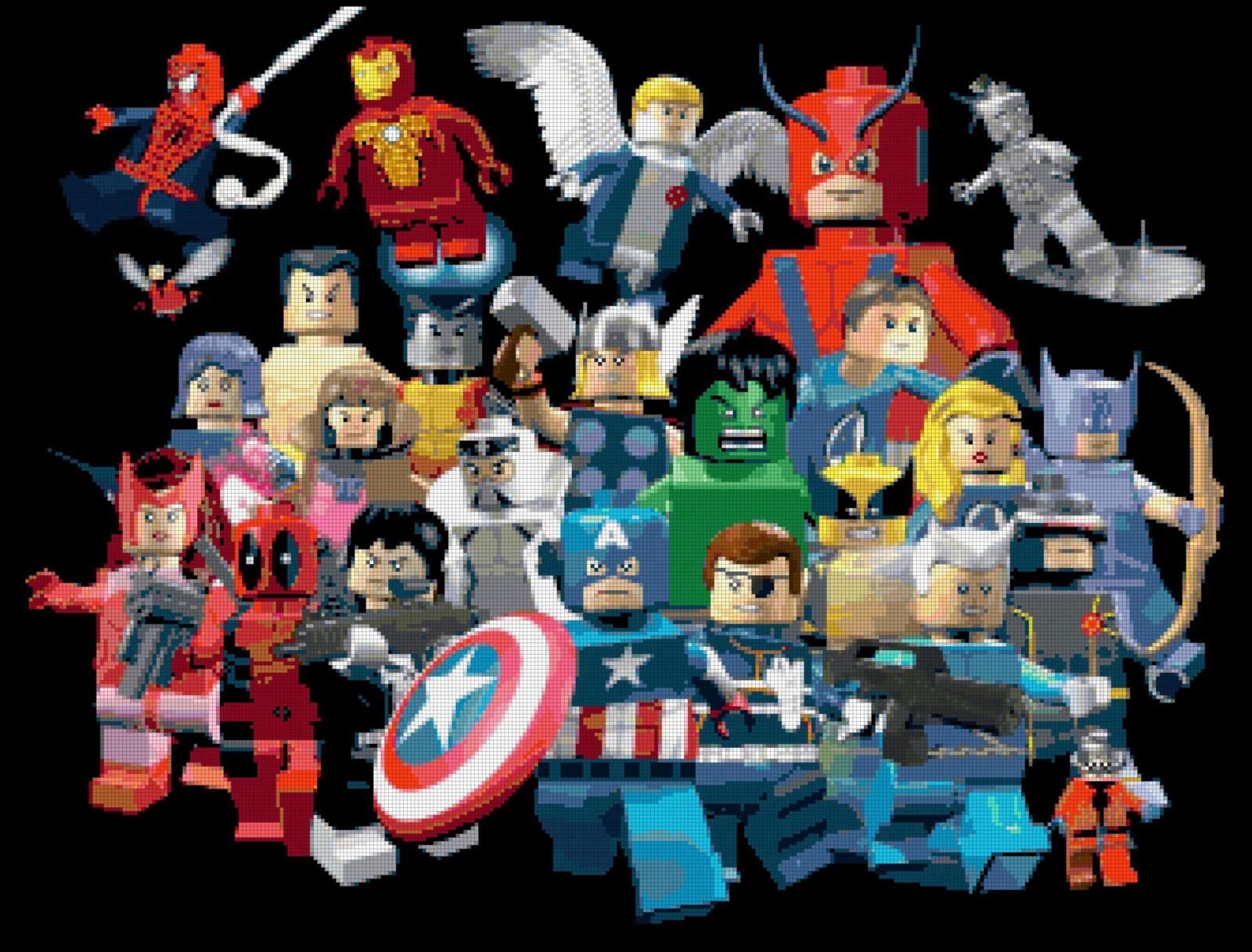counted cross stitch pattern lego marvel superheroes 320 * 245 stitches BN1169