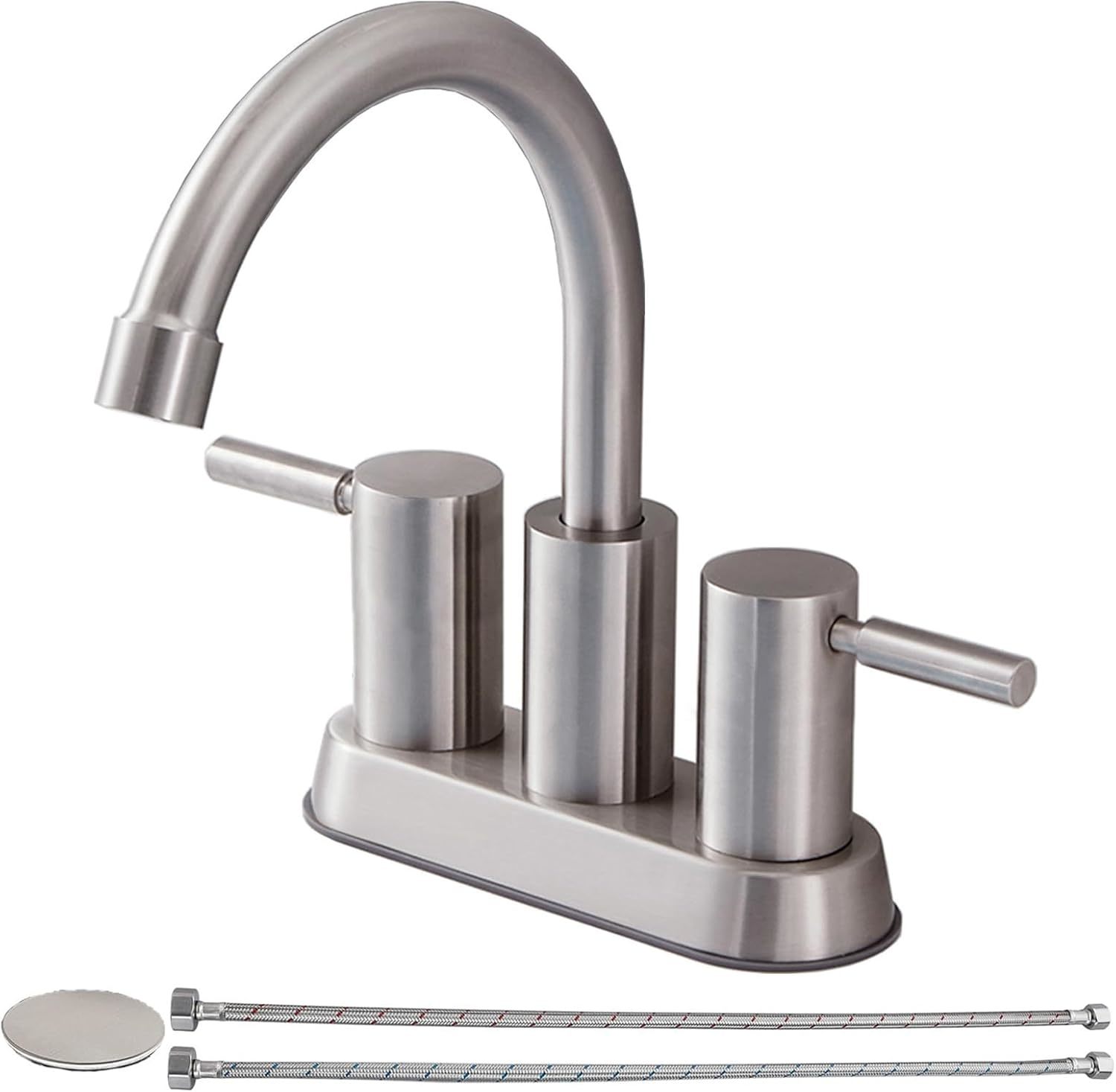 Commercial Brushed Nickel Bathroom Faucet, 2 Handle Stainless Steel Bath... - $41.99
