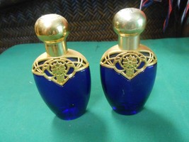 Beautiful AVON Pair of COBALT and GOLD  ATOMIZERS 5&quot; - £13.91 GBP