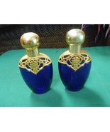 Beautiful AVON Pair of COBALT and GOLD  ATOMIZERS 5&quot; - £13.91 GBP