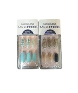 Dashing Diva Magic Press Long Nails Gold Black Tweed Silver Mint Glitter... - $19.79