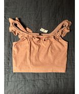 NWT Express Women's Medium Rose Pink Top Cropped With Ruffle Straps Zipp... - $16.47