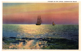 Twilight on the Ocean Jacksonville and Homes along the Atlantic Florida Postcard - £6.96 GBP