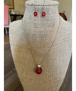“Lipstick Red” Swarovski Crystal Necklace And Earrings Free Shipping! - £20.41 GBP
