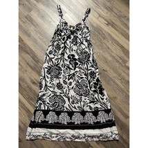 Knox Rose Dress XS Sleeveless Fit Flare Adjustable Black White Floral Su... - $14.49