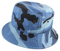 Blue Camo Hat Cap Bucket Cotton Military Fishing Camping Travel Safari Summer - £15.94 GBP