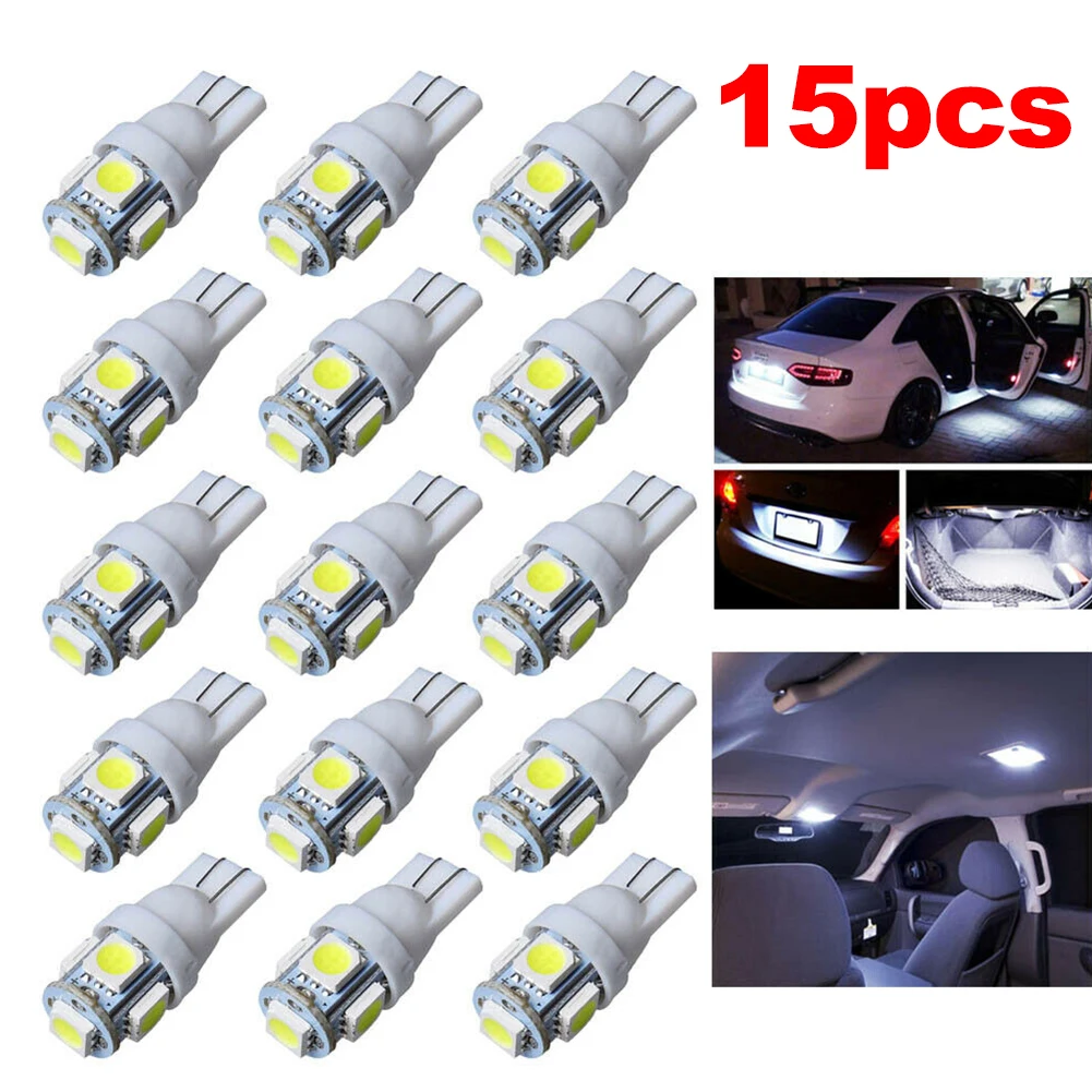 15pcs T10 Car White LED 5050 5SMD Wedge Light Bulb W5W 194 168 2825 158 192 12 - £10.92 GBP