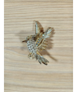 Vtg Hummingbird Brooch Pin Rhinestone Silver Tone 2&quot; - £11.09 GBP