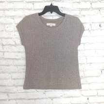 Ann Taylor Loft Knit Top Womens Small Gray Shimmer Sparkle Cap Sleeve Sweater - £14.23 GBP