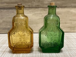 Wheaton Glass Bottle Pair - The King&#39;s Patent Balsam of Life - 3&quot; Amber ... - $23.21