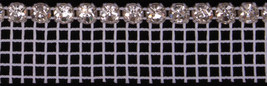 Faux Rhinestones Single Row on Silver Metal Banding w/ Mesh Lip Trim BTY... - £7.78 GBP