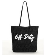 Time And Tru Beach Packable Straw Tote Shoulder Bag Black Off Duty New - €15,17 EUR