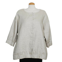EILEEN FISHER Natural Twinkle Linen Woven Round Neck Jacket - £133.67 GBP