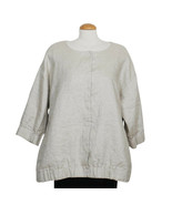 EILEEN FISHER Natural Twinkle Linen Woven Round Neck Jacket - £132.77 GBP