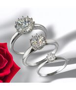 Women’s Sterling Silver Round Solitaire CZ Engagement Ring (5mm / 7mm / ... - $29.99+