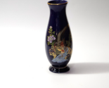 Vintage KUTANI Style Cobalt Blue 8&quot; Japanese Vase PHOENIX &amp; PEONY Gold D... - $23.59