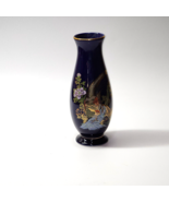 Vintage KUTANI Style Cobalt Blue 8&quot; Japanese Vase PHOENIX &amp; PEONY Gold D... - £18.69 GBP