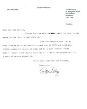 Cardew Robinson -  typed letter signed. English comedian from the 1950&#39;s - £15.62 GBP