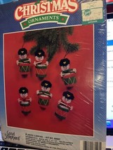 Good Shepherd Drummer Boys Plastic Canvas Yarn Set of 6 Christmas Ornaments - £17.42 GBP
