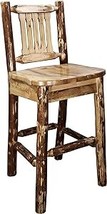 Montana Woodworks Glacier Country Collection Barstool with Back, Wooden Seat, St - £425.67 GBP