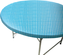 Fits Tables up to 31&quot; to 36&quot; Inch round Tablecloth Elastic White &amp; Blue ... - £13.59 GBP